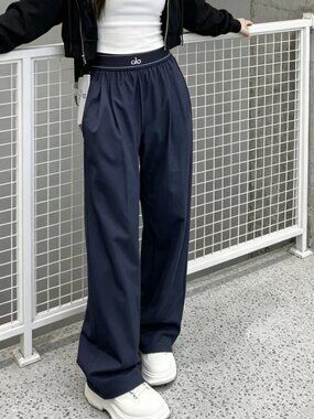 Alo Yoga Suit Up Trouser Navy Blue Premium Wide Leg Pants (Regular Length)💙💐